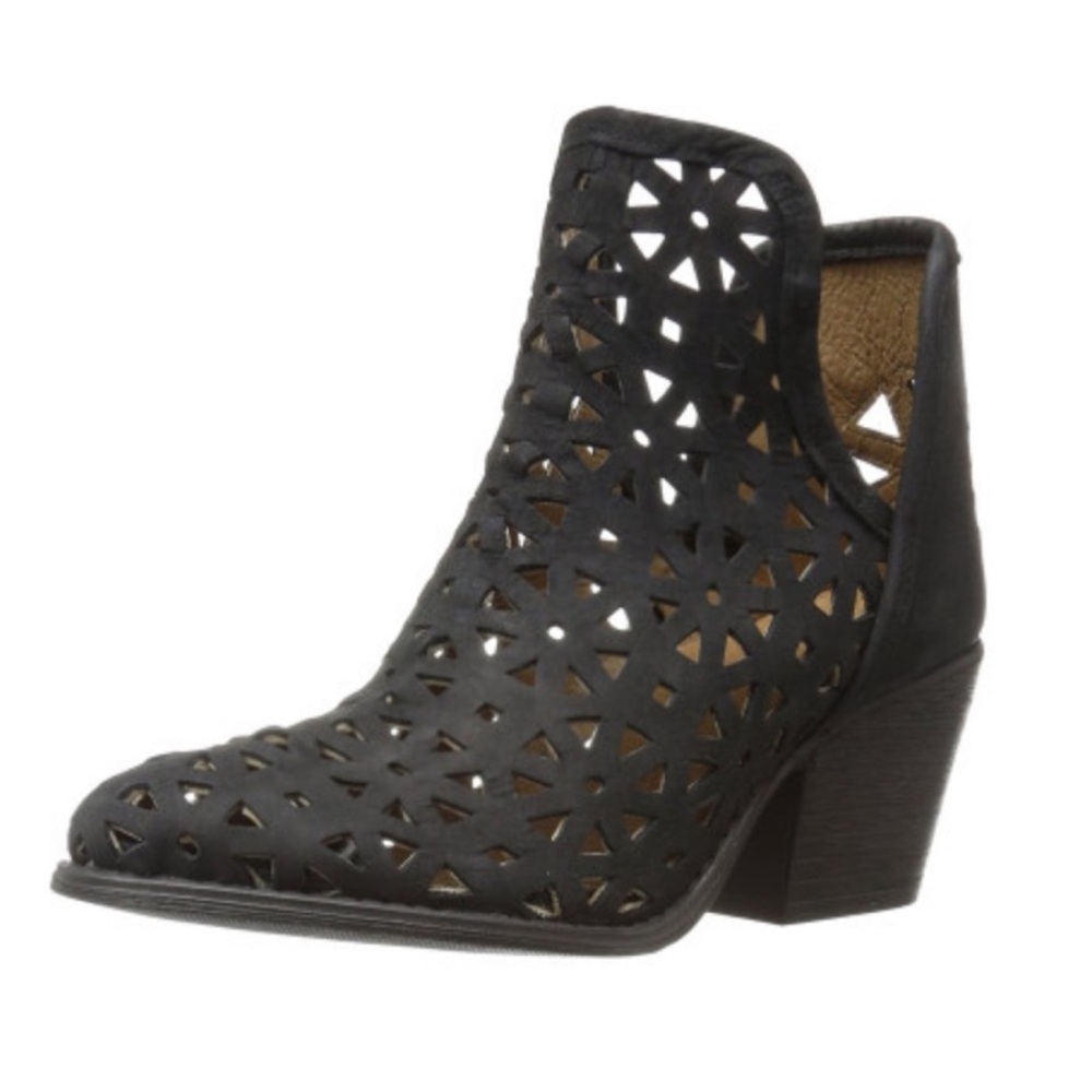 Musse & Cloud | Women’s Black Suede Cutout Athena Ankle Booties Slight Heels, 8